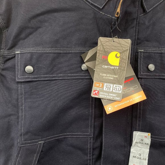 Carhartt Men's Navy Fire Resistant Full Swing Jacket Duck Coat 102182-410 M NWT - Picture 3 of 14